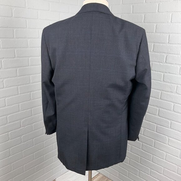 Palm Beach Christian St John Blazer Men 42 Gray‎ Blue Multi Plaid Jacket USA VTG - Picture 4 of 16